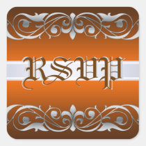 Grand Duchess Orange Square Silver RSVP Sticker