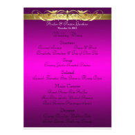 Grand Duchess Pink Scroll Wedding Menu Invitation
