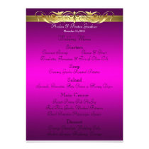 Grand Duchess Pink Scroll Wedding Menu Invitation