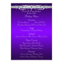 Grand Duchess Purple Scroll Wedding Menu Personalized Invite