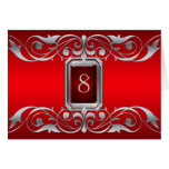 Grand Duchess Red Jewel Silver Scroll Table Card