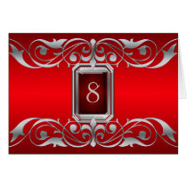 Grand Duchess Red Jewel Silver Scroll Table Card