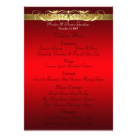 Grand Duchess Red Scroll Wedding Menu Personalized Invite