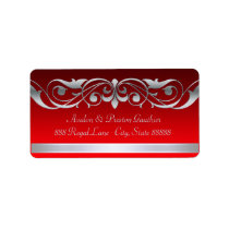 Grand Duchess Red Silver Scroll Address Labels