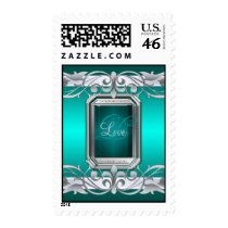 Grand Duchess Silver Love Teal Postage Stamp