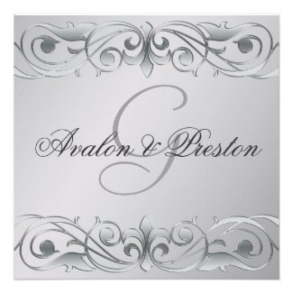 Grand Duchess Silver Metal Scroll Invitation
