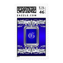 Grand Duchess Silver Monogram Blue Postage