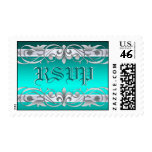 Grand Duchess Silver RSVP Teal Postage postage