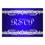 Grand Duchess Silver Scroll Blue RSVP Card Custom Invite