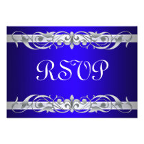 Grand Duchess Silver Scroll Blue RSVP Card Custom Invite