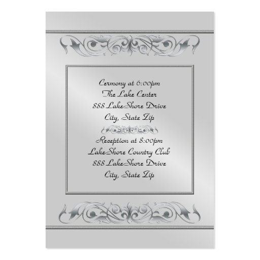 Grand Duchess Silver Scroll Guest Info Card Business Card (front side)