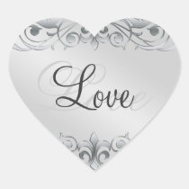 Grand Duchess Silver Scroll Heart Love Sticker
