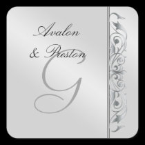 Grand Duchess Silver Scroll Monogram Sticker stickers