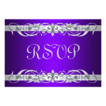 Grand Duchess Silver Scroll Purple RSVP Card Invitations