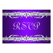 Grand Duchess Silver Scroll Purple RSVP Card Invitations