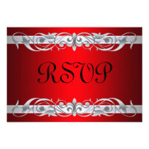 Grand Duchess Silver Scroll Red RSVP Card Announcements