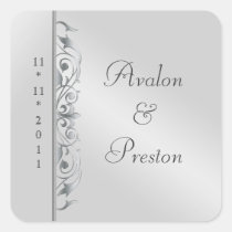 Grand Duchess Silver Scroll Save The Date Sticker