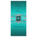 Grand Duchess Silver Scroll Teal Wedding Program Customized Rack Card