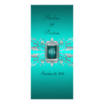 Grand Duchess Silver Scroll Teal Wedding Program Customized Rack Card