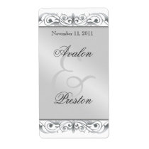 Grand Duchess Silver Scroll Wine Wedding Label