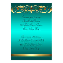 Grand Duchess Teal Guest Info Gold Business Card