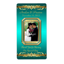Grand Duchess Teal Photo Gold Wine Wedding Label