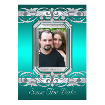 Grand Duchess Teal Save The Date Silver Invitation
