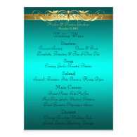 Grand Duchess Teal Scroll Wedding Menu Custom Invite