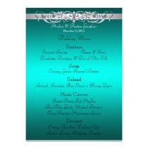 Grand Duchess Teal Scroll Wedding Menu Announcements