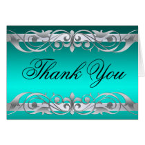 Grand Duchess Teal & Silver Thank You NoteCard