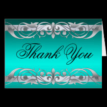 Grand Duchess Teal & Silver Thank You NoteCard cards