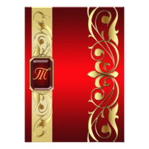 Grand Duke Red Jewel Gold Scroll Red Invitation