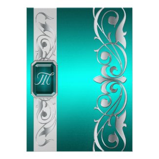 Grand Duke Teal Jewel Silver And Teal Invitation