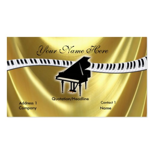 Grand Gold Piano and Keyboard Business Card