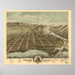 Grand Haven Michigan 1874 Antique Panoramic Map posters