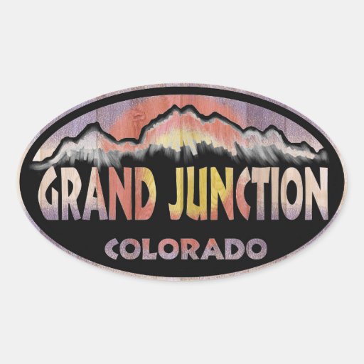 Grand Junction Colorado wood flag oval stickers | Zazzle