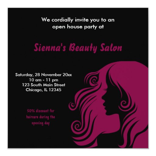 Grand Opening Salon (Maroon) Invitation Zazzle