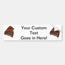 Grand Piano Brown Bird's Eye View Bumper Stickers