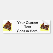 Grand Piano Brown Bird's Eye View Yellow Back Bumper Stickers