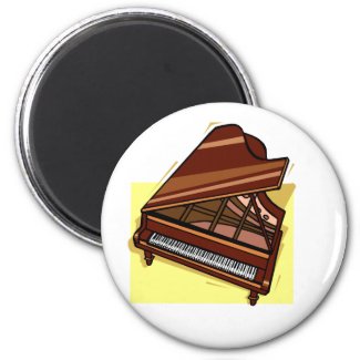 Grand Piano Brown Bird's Eye View Yellow Back magnet
