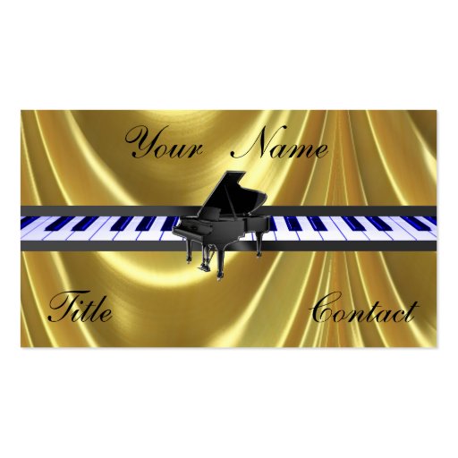 Grand Piano Gold Golden Business Cards (front side)