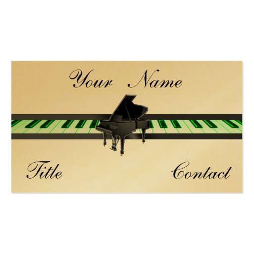Grand Piano Gold Golden Business Cards (front side)