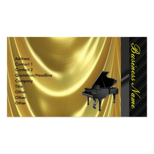 Grand Piano Golden Elegant Business Card (front side)