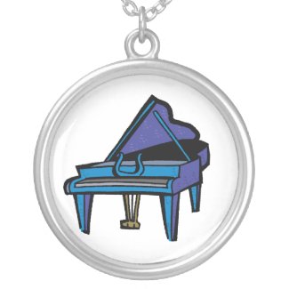 Grand Piano Graphic, Blue Image necklace