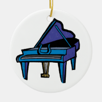 Grand Piano Graphic, Blue Image Ornaments
