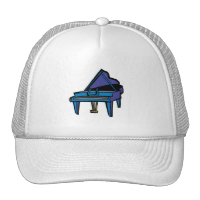 Grand Piano Graphic, Blue Image Trucker Hats