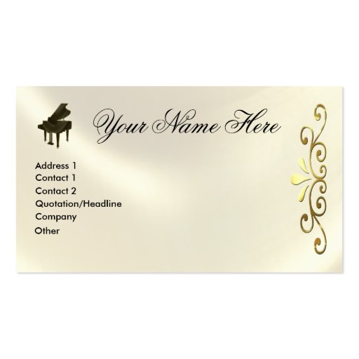 Grand Piano Keyboard Music Notes  and G-Clef Business Card Template (front side)