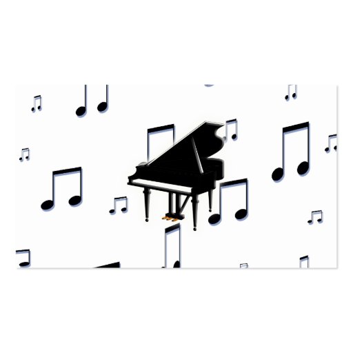 Grand Piano Keyboardn Music Notes  and G-Clef Business Card (back side)