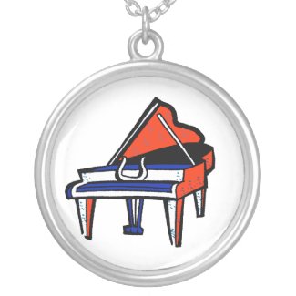Grand Piano Red White Blue Graphic Image necklace