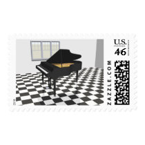 Grand Piano & Tile Floor: 3D Model: postage